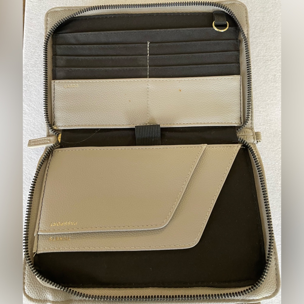 TAUPE GREY TRAVEL ORGANIZER CROSSBODY PURSE - Picture 11 of 16
